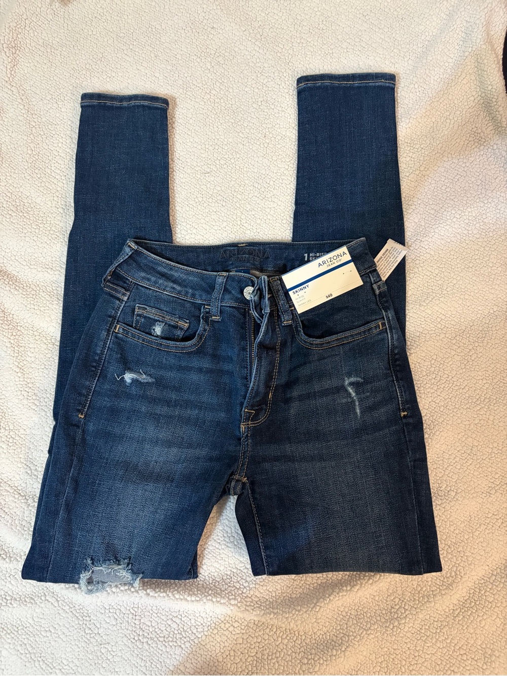 Arizona Jean Company Dark Blue Distressed High-Rise Skinny Jeans - Picture 2 of 4